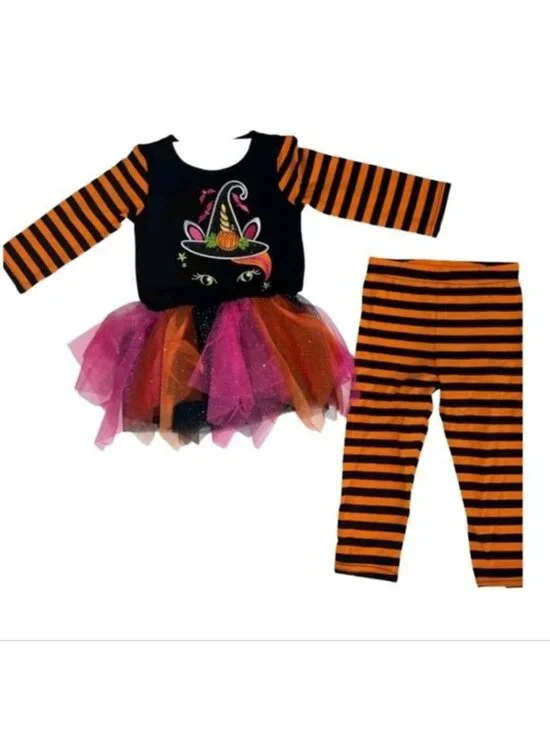 Emily Rose Girl's Fall Applique Halloween Tutu Tunic & Legging Set, Size 2T