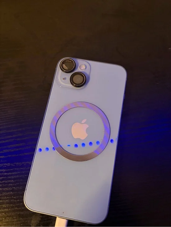 Apple iPhone Sky Blue with Silver MagSafe Ring