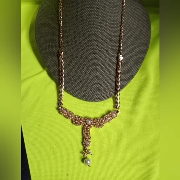 Goldtone faux pearl necklace