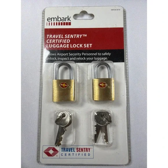 Embark Travel Sentry Certified Luggage LockSet Unisex OS Gold Brass TSA Approved