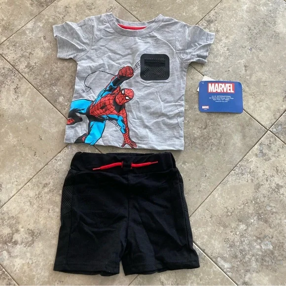 Marvel Spider-Man Tee and Shorts Set 18 Months Boy Superhero Outfit NEW T-shirt
