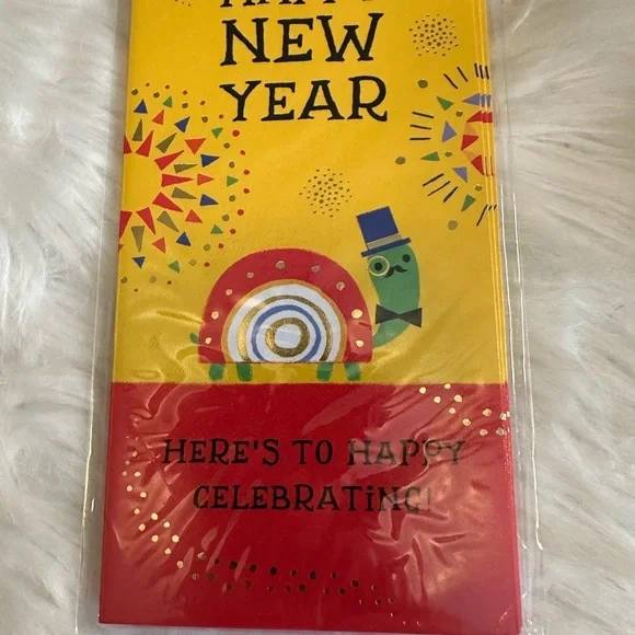 🩵5/$8 Hallmark Vibrant Yellow and Red New Year Party Invitations