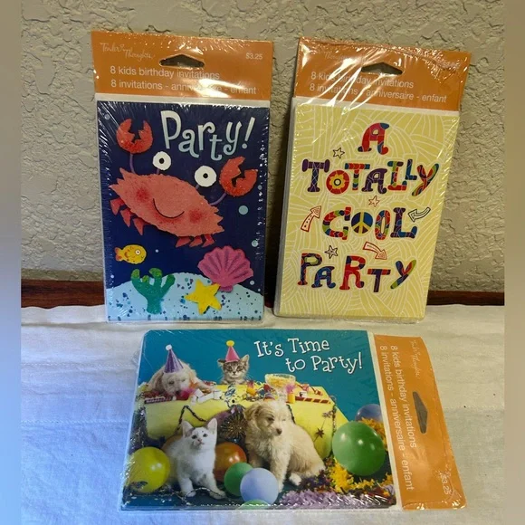 Party invitations for kids birthday! 4 for $5, 36 Cards and  Envelopes