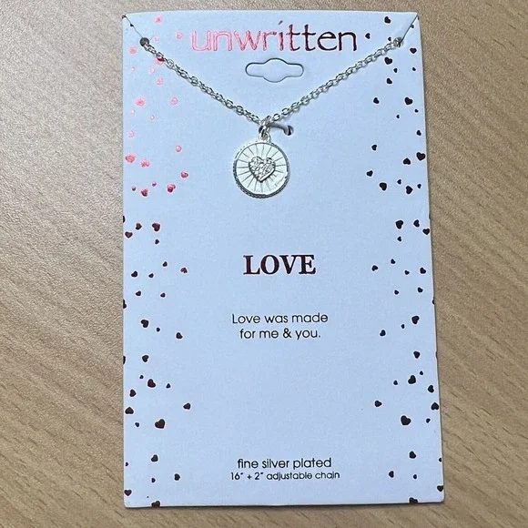UNWRITTEN LOVE‎ Fine Silver Plated Chain Necklace 16