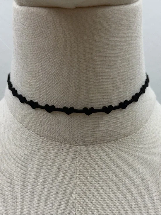 Black Heart Choker Necklace Gothic Heart Lace Choker Y2K Grunge Minimalist
