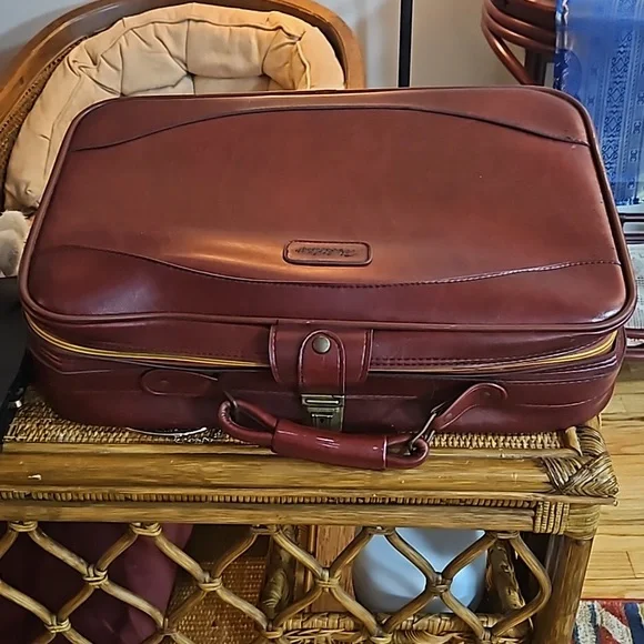 Marked Italy red leather Vintage Suitcase Luggage Must Purchase Extra Shippimg