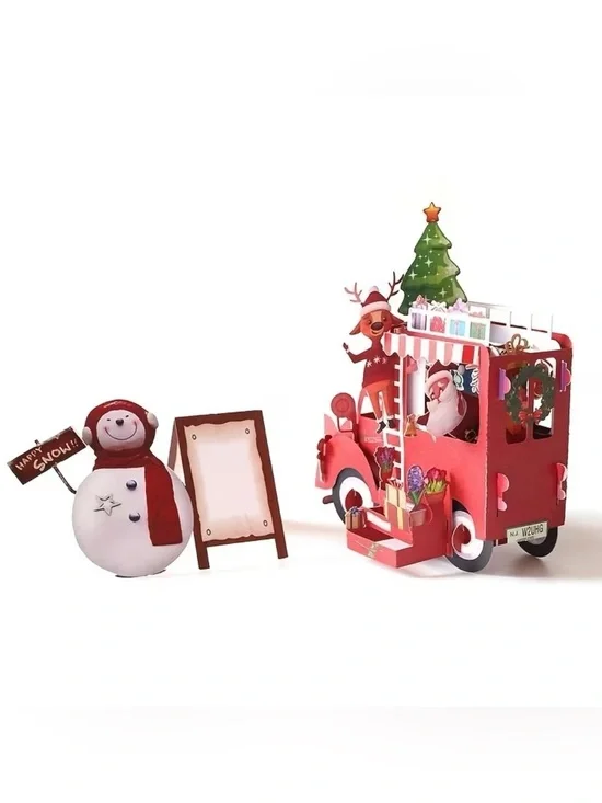 Christmas Santa and Snowman Pop Up Card