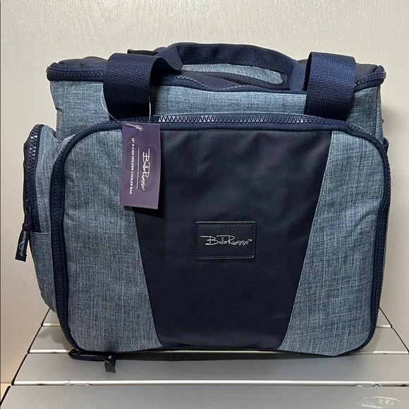 Bella Russo 12” 3-can Holder Blue Cooler Bag