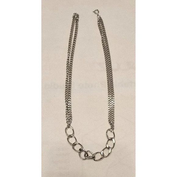 Chain Link Necklace Silver Tone Statement Layered Fashion‎ Jewelry