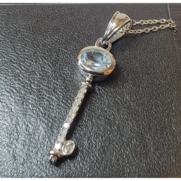 Sterling Silver Diamond & Swiss Topaz Necklace