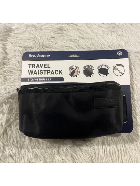 Brookstone Travel Waistpack fannypack NEW black converts to sling bag