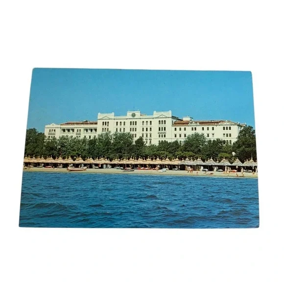 Vintage Hotel Des Bains Venezia Lido Postcard Italy Beach Resort Building