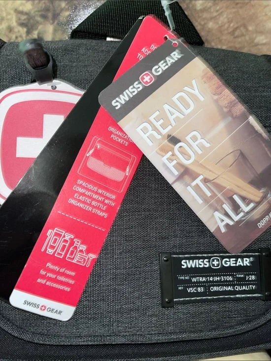 SwissGear Dark Gray and Black Compact Travel Kit with Tags