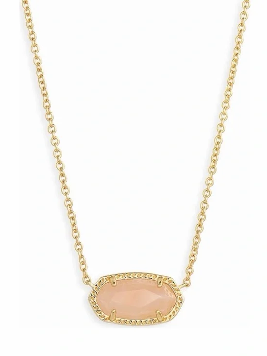Kendra Scott Elisa Pendant Necklace In Gold Rose Quartz