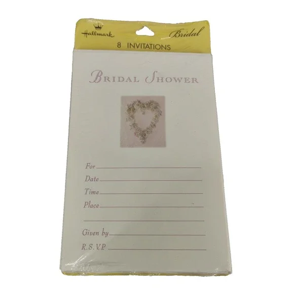 NIP Vintage Hallmark 8pk Bridal Shower Invitations‎ w/Envelopes USA Made Wedding