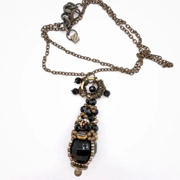 Pam Hiran Anthropologie Style Chunky Y2K Beaded Pendant‎ Necklace Boho