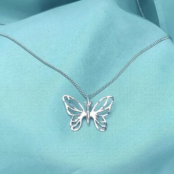 Sterling Silver Butterfly Necklace Dainty 925 Minimalist Pendant