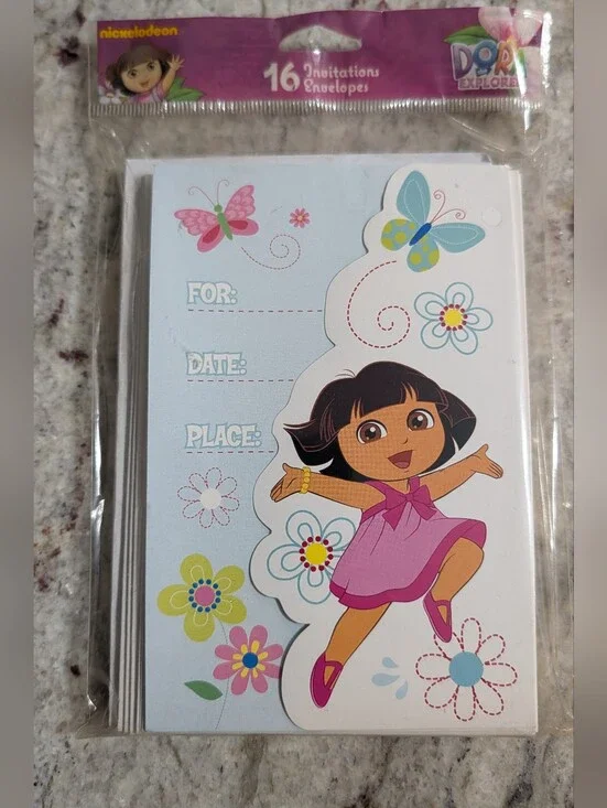 New DORA THE EXPLORER 16 Pack INVITATIONS & Envelopes Birthday Party Sealed