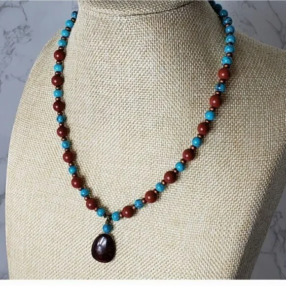 ARTISAN Southwest Jasper & Glass Beaded Necklace