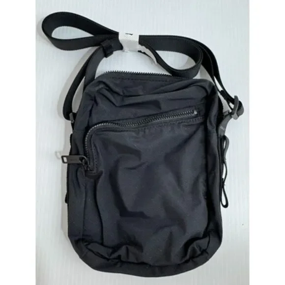 Away Black Nylon Travel Crossbody Bag Front Zip Adjustable Strap NWOT