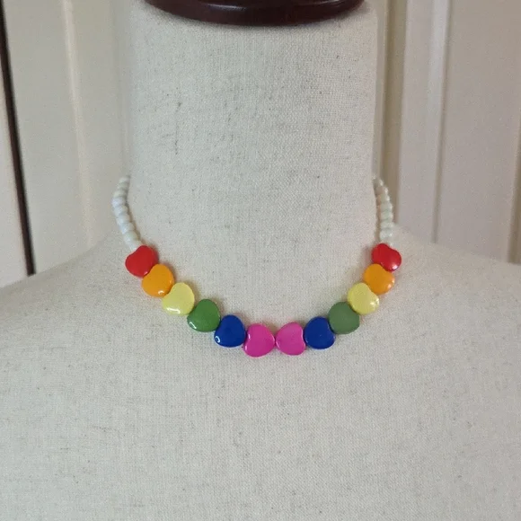 Vintage Early 1990s Colorful Heart Bead Necklace Nostalgic Childhood 6