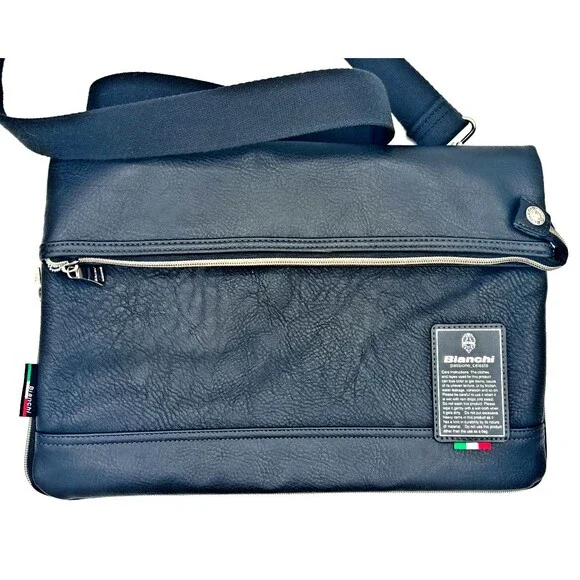 Bianchi Shoulder Bag 2Way TBPI-03 Black A4 Celeste‎ Bicycle Crossbody Travel Bag