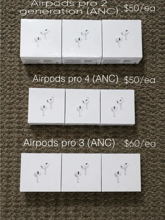 Apple White AirPods Pro 2(ANC)/3(ANC)/4(ANC) Boxed Earbuds