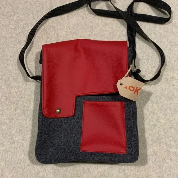 BOOKA, Stylish Red and Gray Men's Bag