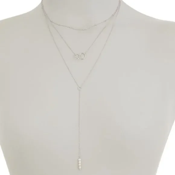 ADORNIA Sterling Silver Triple Strand Necklace
