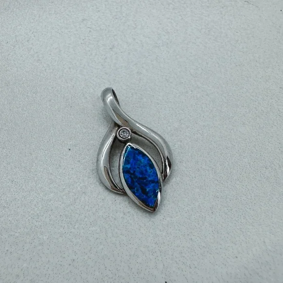 Vintage opal and white sapphire pendant