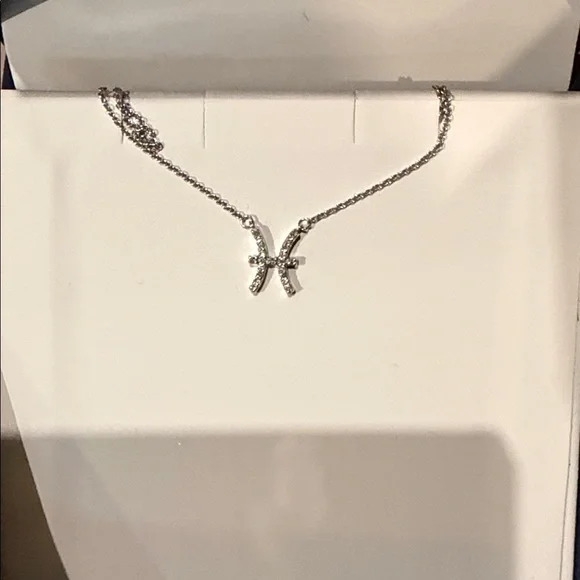 Miki and Jane White Gold Pisces ♓️ Zodiac Necklace with diamonds