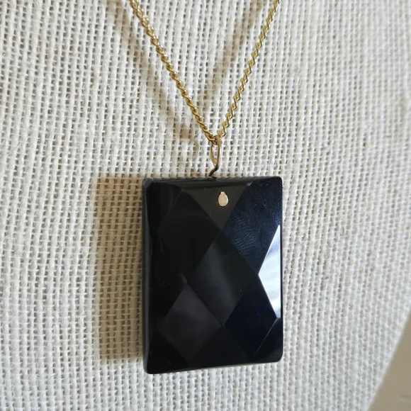 Faceted Obsidian Black Pendant 1.5