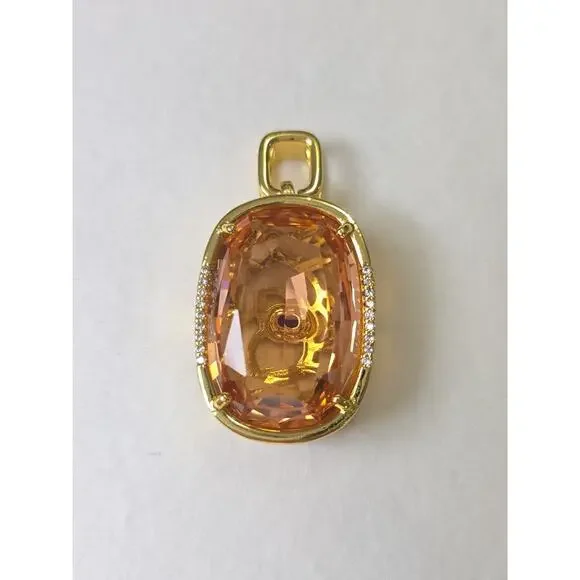 Large Light & Dark Pink Statement Pendant Reversible Floral Filigree Gold Tone