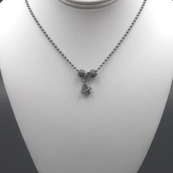 Soccer Ball & Number 4 Necklace,‎ Sports Charm Jewelry, Gunmetal Chain