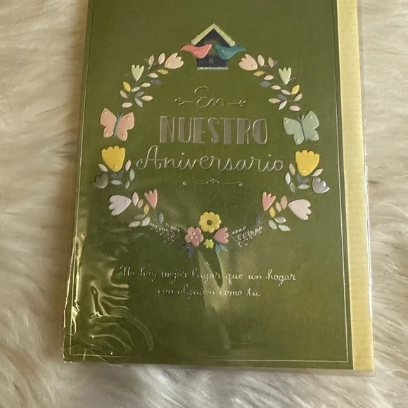 🩵5/$8 Green Anniversary Card with Floral Design