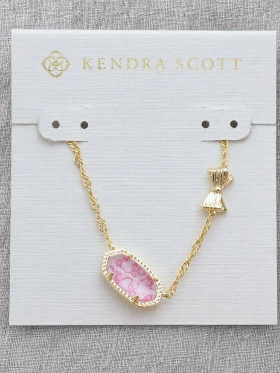 Kendra Scott  Elisa Bow Gold Necklace & Posey Pink Luna Ro