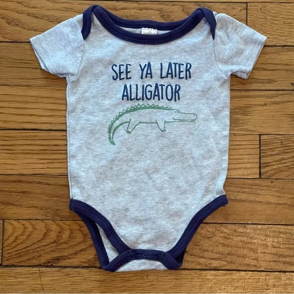 Playful Gray and Blue Alligator Bodysuit
