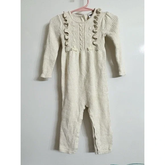 Janie & Jack  12-18months Knit Gold And Cream‎ One Piece Outfit