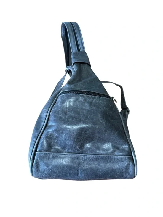 Vintage Gray Leather Convertible Sling Bag Backpack Crossbody-Leather