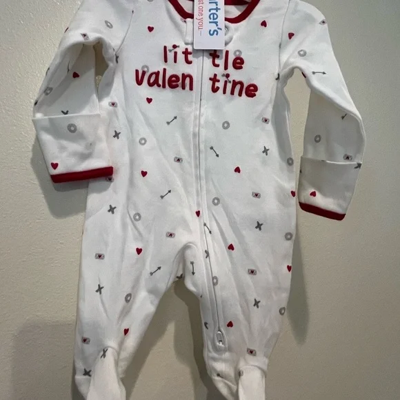 Carter's White and Red Heart Footies