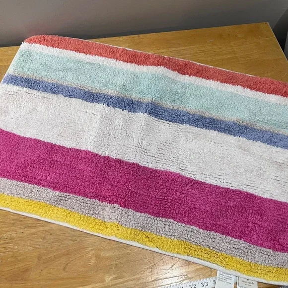 Kate Spade New York Paintball Striped Cotton Bath Rug 21x34‎ Preppy Modern Mat