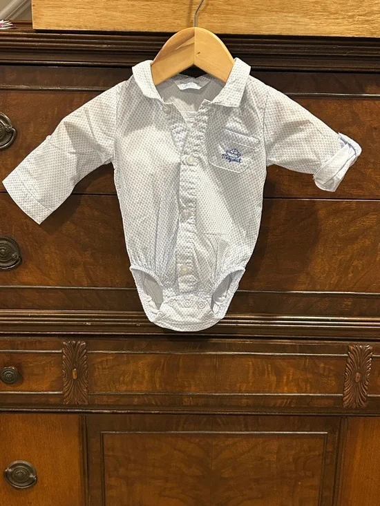 Mayoral Newborn Onesie Dress Shirt.