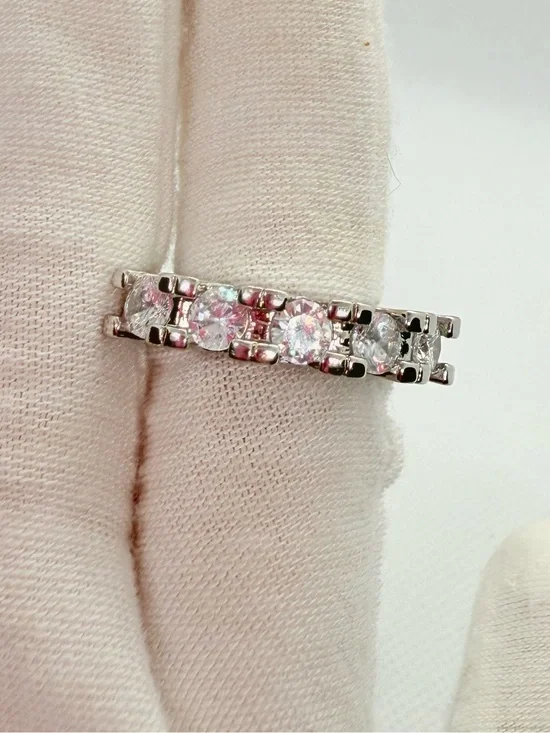 Sterling Silver White Gemstone Women's Band