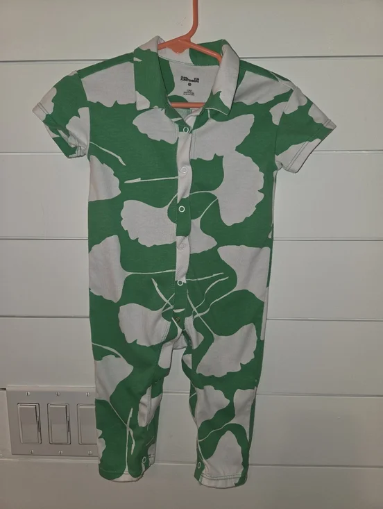 Diane Von Furstenberg For Target Green and White Printed Baby One-Piece Romper