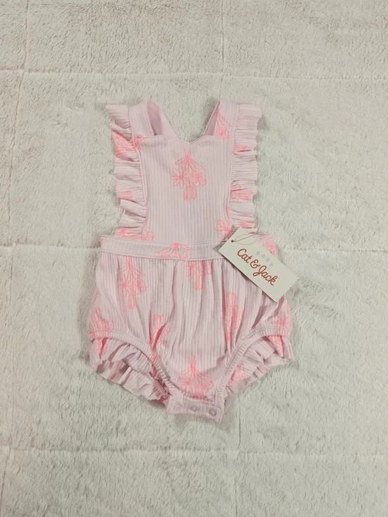 Cat & Jack Light Pink Ruffle Floral Baby Romper(OBX-09,OBX-10)
