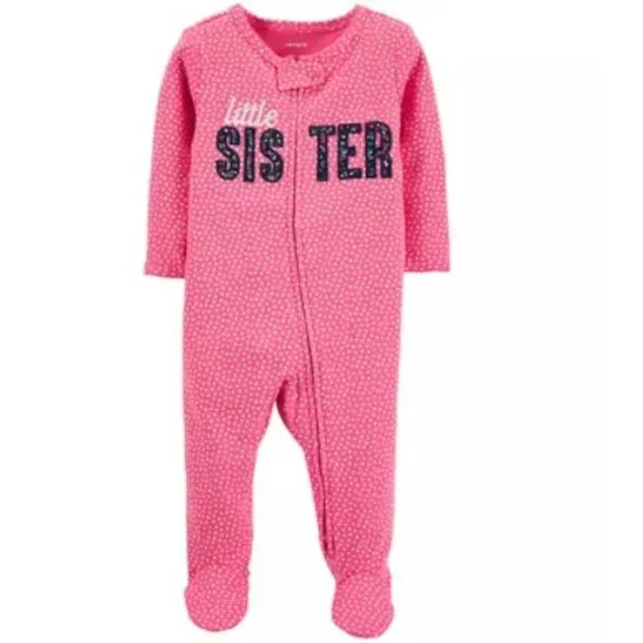 Carters Baby Girls Little Sister 2-Way Zip Cotton Sleep & Play Size 6 Months