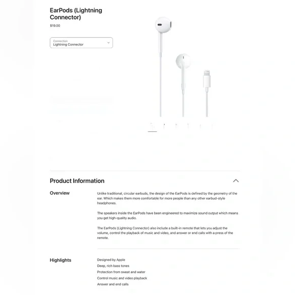 Apple EarPods with Lightning Connector *(3 for $25)