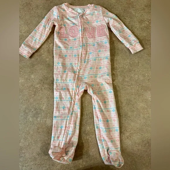 Baybe Bee - Pink Striped  Love Kids One Piece, Size 12M