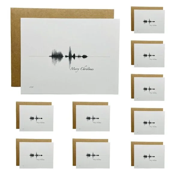 Merry Christmas Greeting Cards 10 Pack 4.25x5.5 Black White Envelopes Blank