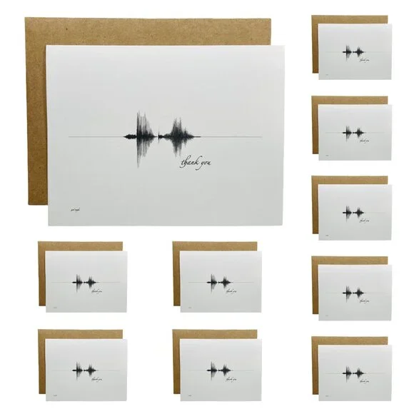 Thank You Greeting Cards 10 Pack 4.25x5.5 Black White Envelopes Blank Inside